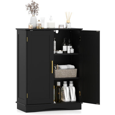 Costway Bathroom Floor Storage Cabinet 80Cm Cupboard Buffet Cabinet-Black - image 1