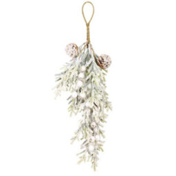 Dibor Snow Dusted White Christmas Decoration Wreath Swag 62Cm - thumbnail 2