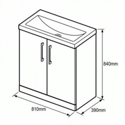Balterley Level Contemporary Bathroom Floor Standing 2-Door Vanity Unit & Mid-Edge Basin, Dark Grey, 800mm - thumbnail 2