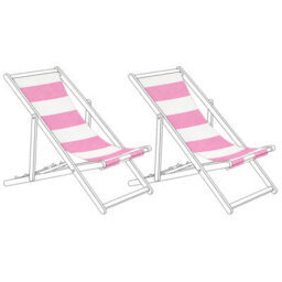 Beliani Set Of 2 Sun Lounger Replacement Fabrics Anzio/avellino 113 X 44 Cm Pink
