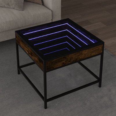 Walplus Coffee Table With Infinity Led Smoked Oak 50X50X41 Cm - image 1