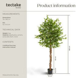 Tectake Artificial Plant - Detailed And Lifelike, Ficus Tree, Low-Maintenance 180 Cm - thumbnail 6