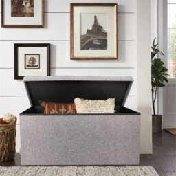 Folding Storage Ottoman, Multipurpose Pouffe Seat Bench, Foldable Foot Stool For Home Living Room - thumbnail 3