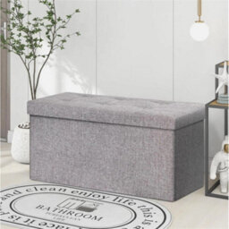 Folding Storage Ottoman, Multipurpose Pouffe Seat Bench, Foldable Foot Stool For Home Living Room - thumbnail 5