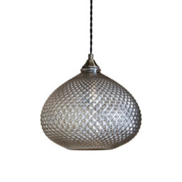 Ceiling Pendant Light Champagne Glass & Antique Brass Plate 10W Led E27 - thumbnail 1