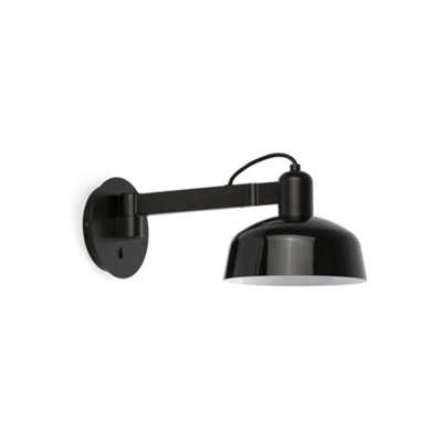 Luminosa Lighting Luminosa Tatawin Arm Dome Wall Lamp , Gloss Black 1X E27 - image 1