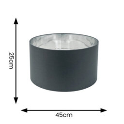 Valuelights Reni Charcoal & Silver Inner Drum Ceiling Lamp Shade And Bulb (D)45Cm - thumbnail 5