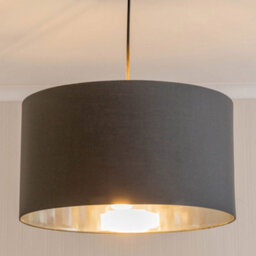 Valuelights Reni Charcoal & Silver Inner Drum Ceiling Lamp Shade And Bulb (D)45Cm - thumbnail 1