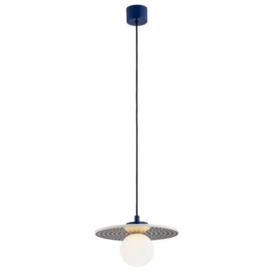 Luminosa Lighting Luminosa Boll Handmade Pendant Ceiling Light Deep Cobalt Blue, White Dots G9, Ip44 - image 1