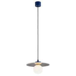 Luminosa Lighting Luminosa Boll Handmade Pendant Ceiling Light Deep Cobalt Blue, White Dots G9, Ip44 - thumbnail 1