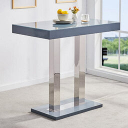 Furniture in Fashion Caprice Grey High Gloss Bar Table With 4 Ripple Black Stools - thumbnail 2