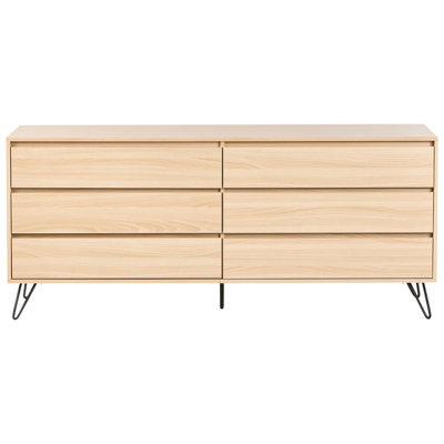 Wyld And Coco Homelux 6 Drawer Chest Light Brown 160 X 40 Cm Minimalist Storage - image 1