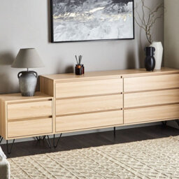 Wyld And Coco Homelux 6 Drawer Chest Light Brown 160 X 40 Cm Minimalist Storage - thumbnail 2