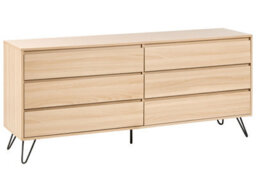 Wyld And Coco Homelux 6 Drawer Chest Light Brown 160 X 40 Cm Minimalist Storage - thumbnail 3