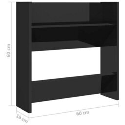 Vidaxl Wall Shoe Cabinets 4 Pcs High Gloss Black 60X18X60 Cm Engineered Wood - thumbnail 3