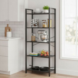 LEDREM 5 Tier Shelf Bookcase Storage Unit With Steel Frame For Living Room Office Entrance Industrial Style - thumbnail 5