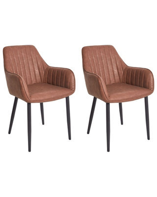 Beliani Set Of 2 Dining Chairs Wellston Faux Leather Brown - image 1