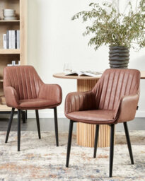 Beliani Set Of 2 Dining Chairs Wellston Faux Leather Brown - thumbnail 2