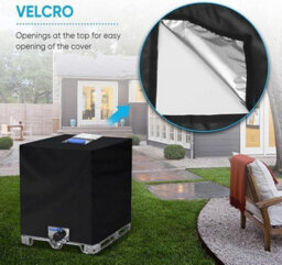 Tarpaulin For 1000 L Ibc Tank, Uv Protection, Weatherproof, 210D Windproof Fabric, 120 X 100 116 Cm, Black - thumbnail 4
