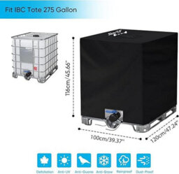 Tarpaulin For 1000 L Ibc Tank, Uv Protection, Weatherproof, 210D Windproof Fabric, 120 X 100 116 Cm, Black - thumbnail 2