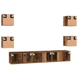 Berkfield Modern Tv Cabinet 7 Pcs Old Wood 60 X 30 X 30 Cm Engineered Wood - thumbnail 9