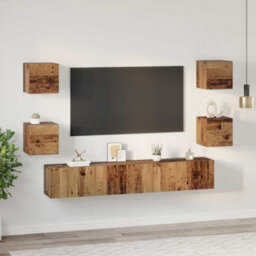 Berkfield Modern Tv Cabinet 7 Pcs Old Wood 60 X 30 X 30 Cm Engineered Wood - thumbnail 4