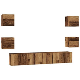 Berkfield Modern Tv Cabinet 7 Pcs Old Wood 60 X 30 X 30 Cm Engineered Wood - thumbnail 1