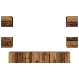 Berkfield Modern Tv Cabinet 7 Pcs Old Wood 60 X 30 X 30 Cm Engineered Wood - thumbnail 7