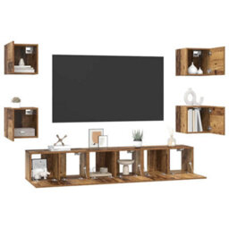 Berkfield Modern Tv Cabinet 7 Pcs Old Wood 60 X 30 X 30 Cm Engineered Wood - thumbnail 3