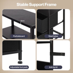Levede Bedside Table With Charging Station Led Light 2 Drawers Black - thumbnail 9