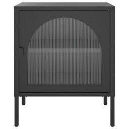 Berkfield Nightstand Black 50X35X60 Cm Glass And Steel - thumbnail 5