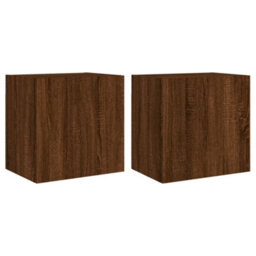 Walplus Tv Wall Cabinets 2 Pcs Brown Oak 40.5X30X40 Cm Engineered Wood - thumbnail 2
