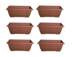 Whitefurze 6 X Large Venetian Patio Planter Trough Plant Pot 60Cm Plastic Terracotta Colour Pot - thumbnail 2