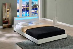 Harmin White Double 4Ft6 Led Faux Leather Led Upholstered Bed Frame - thumbnail 3