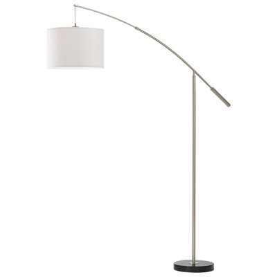 Elegant Satin Nickel Floor Lamp With Adjustable White Fabric Shade - image 1