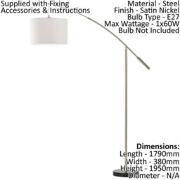 Elegant Satin Nickel Floor Lamp With Adjustable White Fabric Shade - thumbnail 2