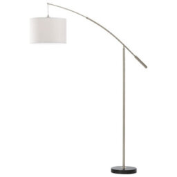 Elegant Satin Nickel Floor Lamp With Adjustable White Fabric Shade