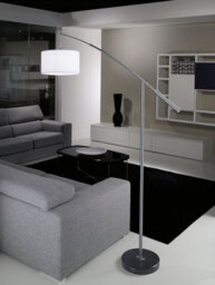 Elegant Satin Nickel Floor Lamp With Adjustable White Fabric Shade - thumbnail 3