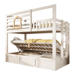 Matteo Kids Bunk Bed With Hydraulic Storage And Ladder - White - thumbnail 6