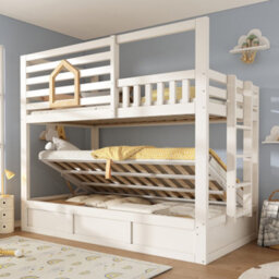 Matteo Kids Bunk Bed With Hydraulic Storage And Ladder - White - thumbnail 7