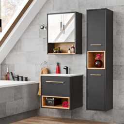 Heze Furniture Borneo Cosmos Bathroom Cabinet 60Cm - Anthracite  Artisan Oak