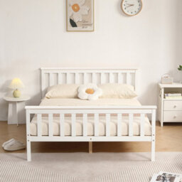 Comfy Living 4Ft6 White Wooden Bed Frame - thumbnail 4