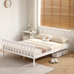Comfy Living 4Ft6 White Wooden Bed Frame - thumbnail 5