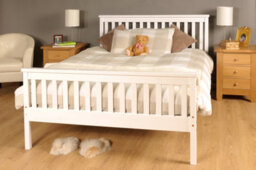 Comfy Living 4Ft6 White Wooden Bed Frame - thumbnail 1