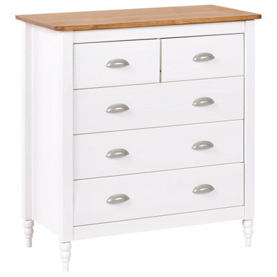 Beliani 5 Drawer Chest Shillington Pine Wood White - image 1