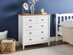 Beliani 5 Drawer Chest Shillington Pine Wood White - thumbnail 2