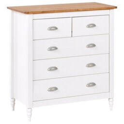 Beliani 5 Drawer Chest Shillington Pine Wood White - thumbnail 1