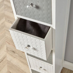 Home Source Crystal Fully Assembled 5 Drawer Narrow Storage Chest White Grey - thumbnail 2