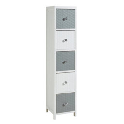 Home Source Crystal Fully Assembled 5 Drawer Narrow Storage Chest White Grey - thumbnail 5