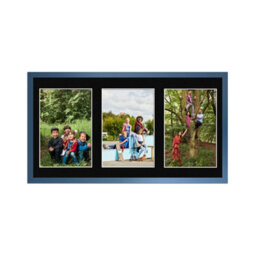 AK Frames 40X20Cm Navy Blue Sleek Multi Photo Frame With Black Mount - Holds 3 Apertures (3X) 6X4 Photos - thumbnail 1